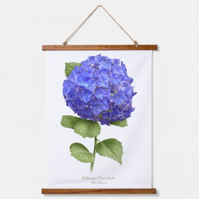 Tapisserie Suspendue Blue Hydrangea "Blue Heaven" Art botanique floral (Recto)