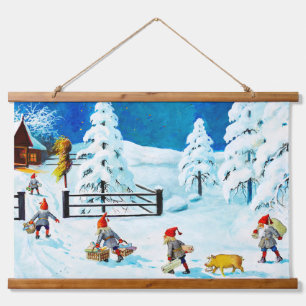 Tapisserie Suspendue Blue Jenny Nyström Gnome Vintage Noël suédois