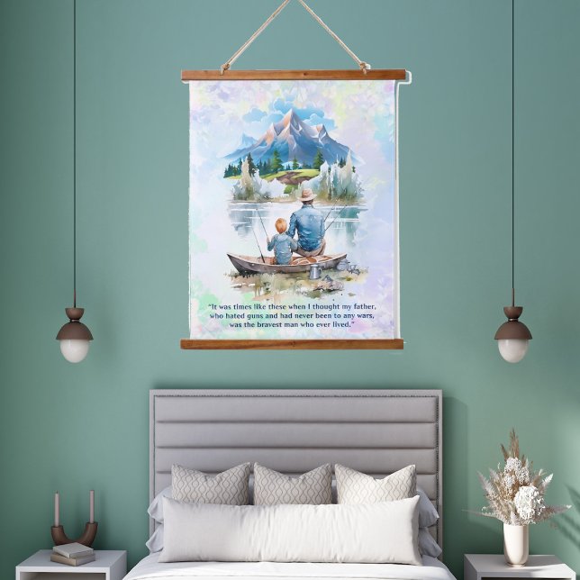 Tapisserie Suspendue Blue Smoky Mountain Cloud Lake Fête des pères de p (Blue Smoky Mountain Cloud Lake Fishing Fathers Day Hanging Tapestry)