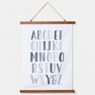 Tapisserie Suspendue Blue Watercolor Alphabet ABC Boy Nursery Decor