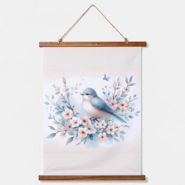 Tapisserie Suspendue Bluebird Blossom Watercolor Serenity (Recto)