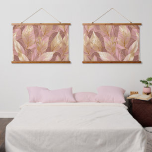 Tapisserie Suspendue Blush Pink Gold Boho Modern Leaves Collection