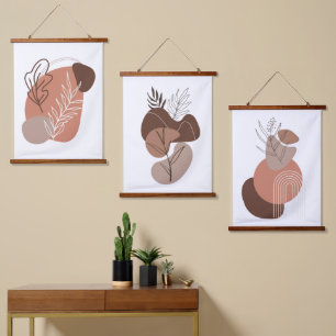 Tapisserie Suspendue Boho Brown Beige Neutre Couleurs Abstrait
