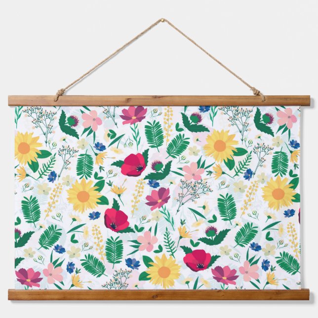 Tapisserie Suspendue Boho Fleur sauvage Meadow Floral Design (Devant)