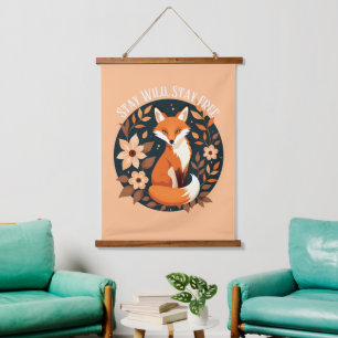 Tapisserie Suspendue Boho Fox "Stay Wild, Stay Free" Woodland Design