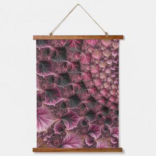 Tapisserie Suspendue Boho Funky Éclectique Rose Noir Abstrait Fractal