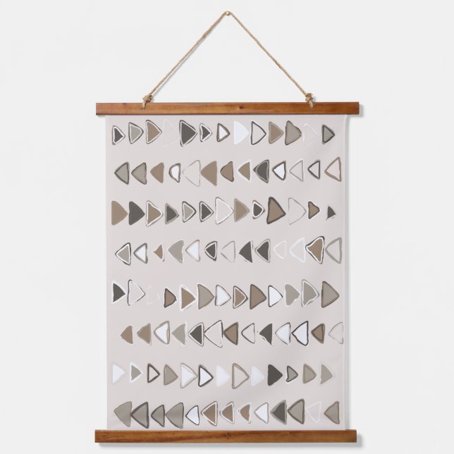 Tapisserie Suspendue Boho Triangles Brown Taupe Ivory (Recto)
