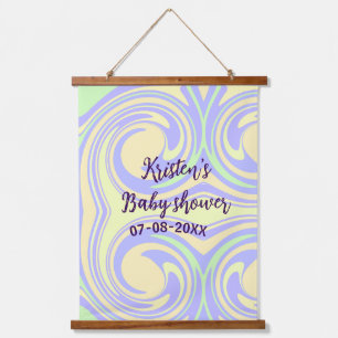 Tapisserie Suspendue Boho violet vert baby shower marbre rustique moder