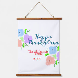 Tapisserie Suspendue Bon thanksgiving bleu violet rose ajouter famille