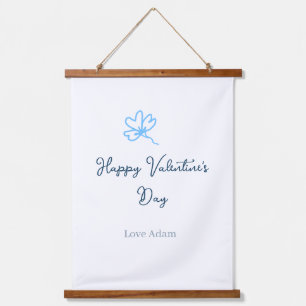 Tapisserie Suspendue Bonne Saint-Valentin bleue fleur nom rustique joye
