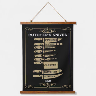 Tapisserie Suspendue Bouchers de cuisine vintages Couteaux