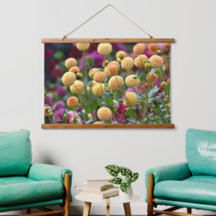 Tapisserie Suspendue Boule jaune Dahlias Floral