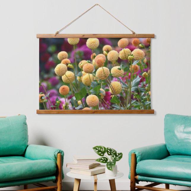 Tapisserie Suspendue Boule jaune Dahlias Floral (Salon)