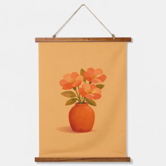 Tapisserie Suspendue Bouquet Floral Terracotta Terreux Moderne Gouache