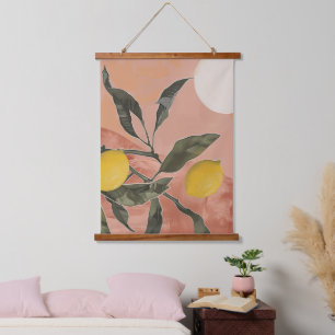 Tapisserie Suspendue Branche de citron de saumon avec Abstrait minimali