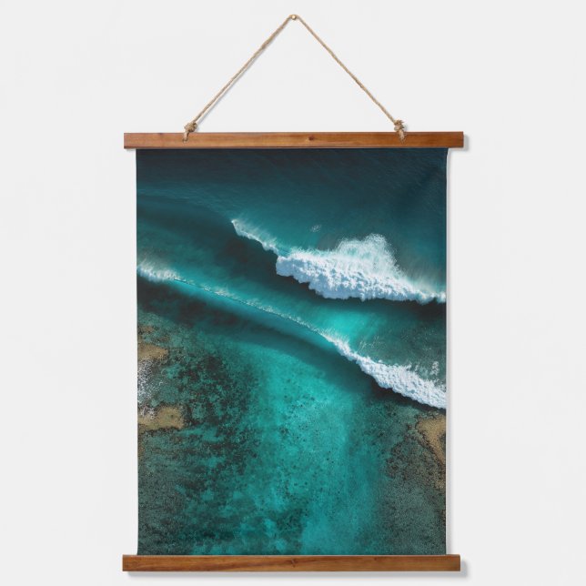 Tapisserie Suspendue Breaking Waves Aerial Ocean Wall Art (Recto)