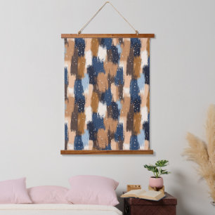 Tapisserie Suspendue Brosses Abstraites en bleu, blanc et Brown (2)