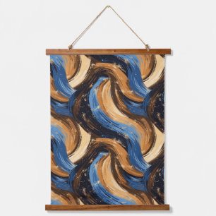 Tapisserie Suspendue Brosses Abstraites en bleu et Brown