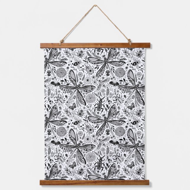 Tapisserie Suspendue Bugs de Doodle sur bleu foncé (Recto)