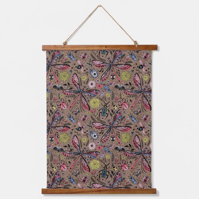 Tapisserie Suspendue Bugs de Doodle sur mocha brown (Recto)
