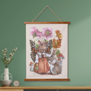 Tapisserie Suspendue Bunnerfly Lapin Réconfortant Aquarelle Fantaisis
