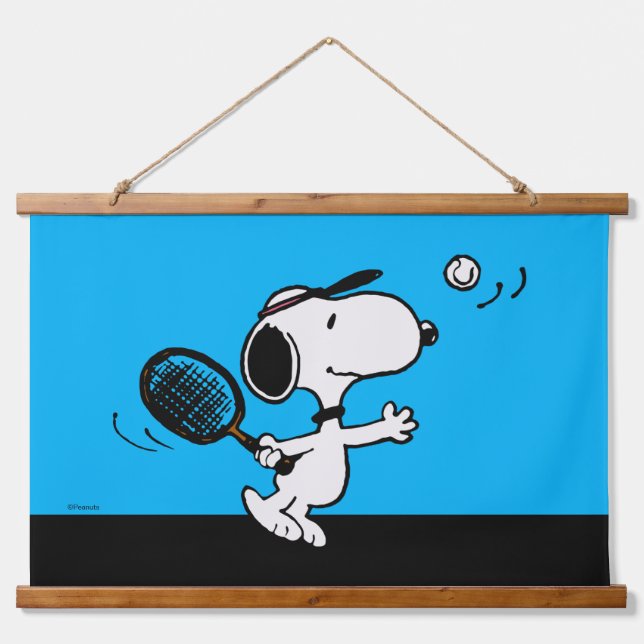 Tapisserie Suspendue cacahuètes | Snoopy Joue Au Tennis (Devant)