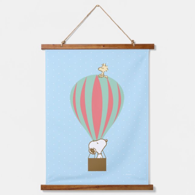 Tapisserie Suspendue cacahuètes | Snoopy & Woodstock Hot Air Balloon (Recto)