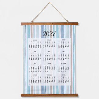 Tapisserie Suspendue Calendrier à motif rayure bleue 2027