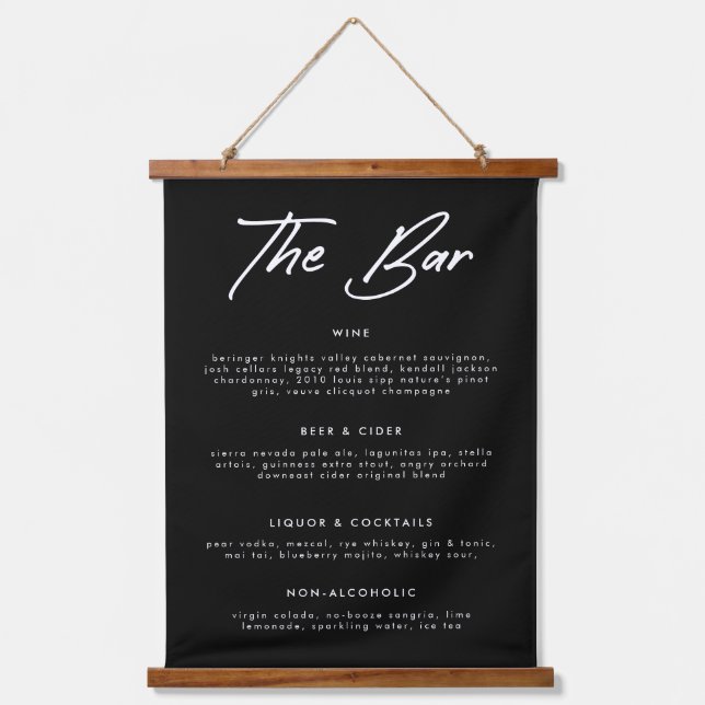 Tapisserie Suspendue Calligraphie Noire moderne Boissons Bar Mariage Me (Recto)