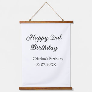 Tapisserie Suspendue calligraphie simple minimum heureux 2e anniversair