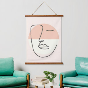 Tapisserie Suspendue Calme dans la ligne – Visage abstrait minimaliste