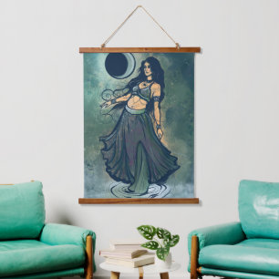 Tapisserie Suspendue Cancer Zodiac Lune Enfant Déesse Danseur du ventre