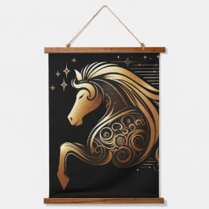 Tapisserie Suspendue Capricorne Zodiaque Cheval en Or Astrologie