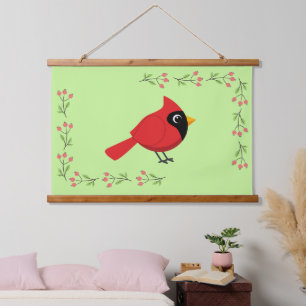 Tapisserie Suspendue Cardinal Rouge Cardinal Cardinal aux Fleurs