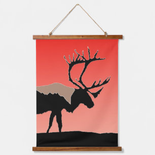 Tapisserie Suspendue Caribou au coucher du soleil - Art original de la