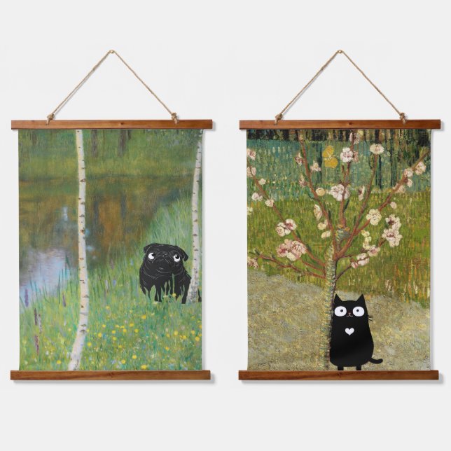 Tapisserie Suspendue Carlin Chien mignon Gustav Klimt Forest (Double)