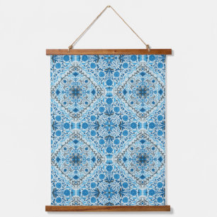 Tapisserie Suspendue Carreaux à fleurs bleus