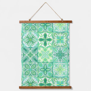Tapisserie Suspendue Carreaux décorés en vert et blanc