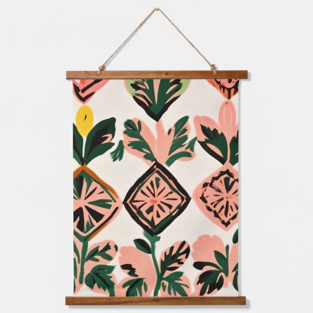 Tapisserie Suspendue Carreaux et botaniques (Recto)