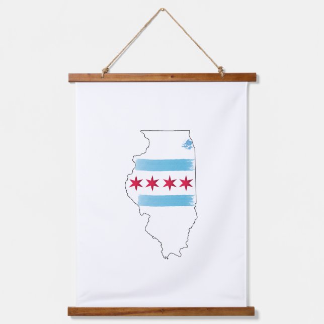 Tapisserie Suspendue Carte de l'Illinois (Recto)