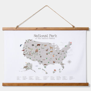 Tapisserie Suspendue Carte des parcs nationaux de la forêt Décoration d