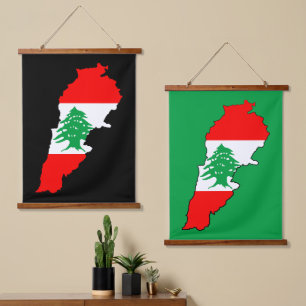 Tapisserie Suspendue Carte du Liban avec drapeau