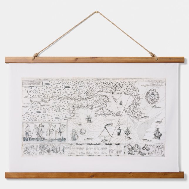 Tapisserie Suspendue Carte Française Canada (Québec) par Champlain 1612 (Devant)