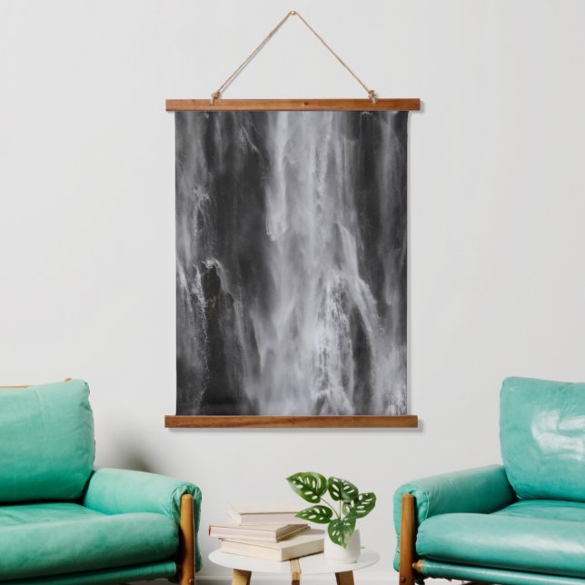 Tapisserie Suspendue Cascade majestueuse Boka, Slovénie noir et blanc (Salon)