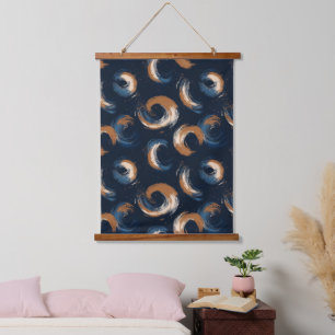 Tapisserie Suspendue Cercle bleu et Brown sur Arrière - plan foncé