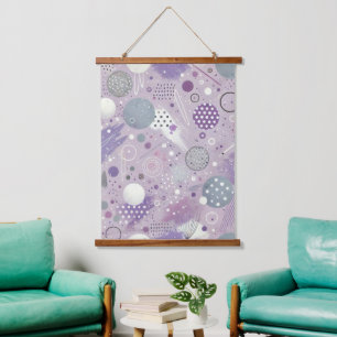 Tapisserie Suspendue Cercles violets Abstraits avec accents de bandes d