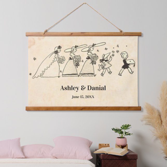 Tapisserie Suspendue Cérémonie rétro vintage Bridesmaids Mariage classi (Chambre à coucher)