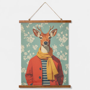 Tapisserie Suspendue Cerf festif en style hiver