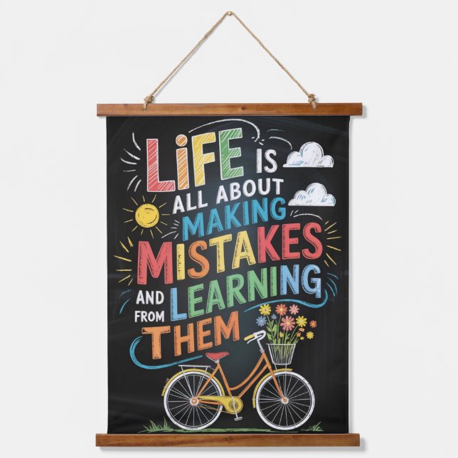 Tapisserie Suspendue "Chalkboard Bike Inspiration - Les erreurs de la v (Recto)