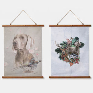 Tapisserie Suspendue Chasse avec un Weimaraner, "Grey Ghost"